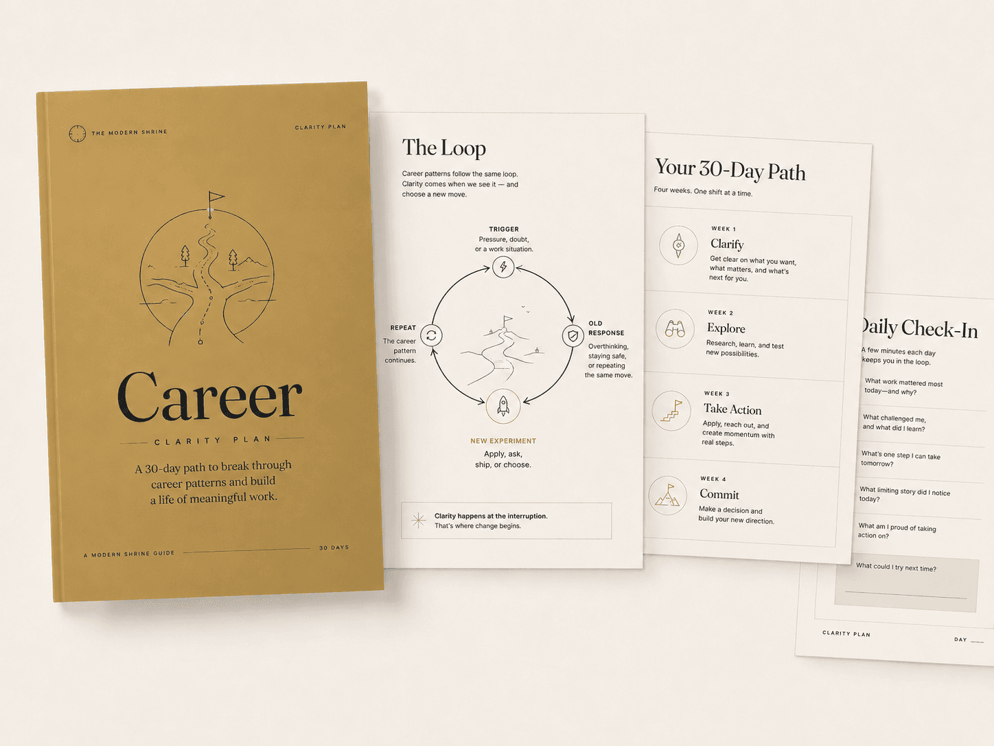 Career Clarity Plan — cover with The Loop, 30-day path, and daily check-in